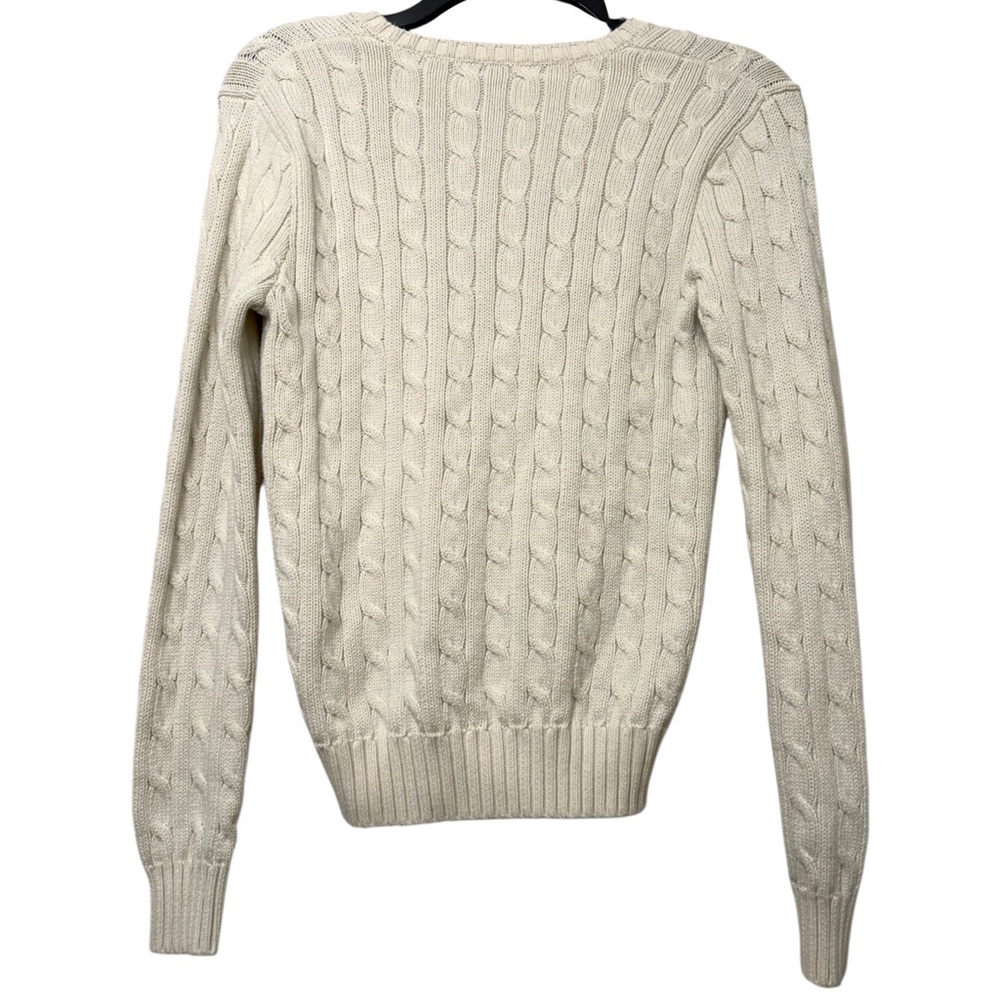Ralph Lauren Sport Vintage White Cable Knit V Neck Sweater - Picture 5 of 5